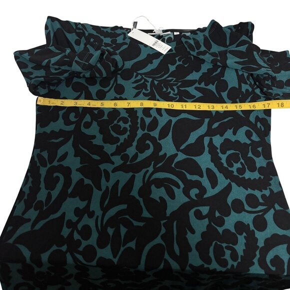 Chicos Travelers Peacock Teal Foliage Tales Midi Dress Long Sleeve - Picture 9 of 10